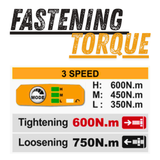 INGCO CIWLI42602, 42V Compact Brushless Cordless 1/2" Impact Wrench Set, 600Nm, With Accessories Set