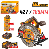INGCO CSLI4218511, 42V Cordless Circular Saw Set, 185MM (7-1/4")