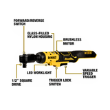 DEWALT DCF512N, 18V / 20VMAX BRUSHLESS 1/2″ OPEN HEAD RATCHET WRENCH (BARE TOOL ONLY) (Copy)