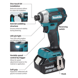 MAKITA DTD201, 18V CORDLESS BRUSHLESS IMPACT DRIVER, 4 SPEED MODES, 210NM, T-MODE FUNCTION