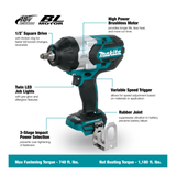 MAKITA DTW1002, 18V CORDLESS IMPACT WRENCH, 1/2", 1200NM