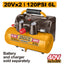 INGCO 20V + 20V LI-ION 6L TANK 135 BAR AIR COMPRESSOR CACLI2003 (BARE UNIT)