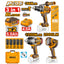 INGCO 3PC 1050NM IMPACT WRENCH+166NM IMPACT DRILL+2000LUM LAMP COSLI250882