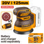 INGCO 20V LI-ION RANDOM ORBIT SANDER CROSLI2002 (BARE UNIT)