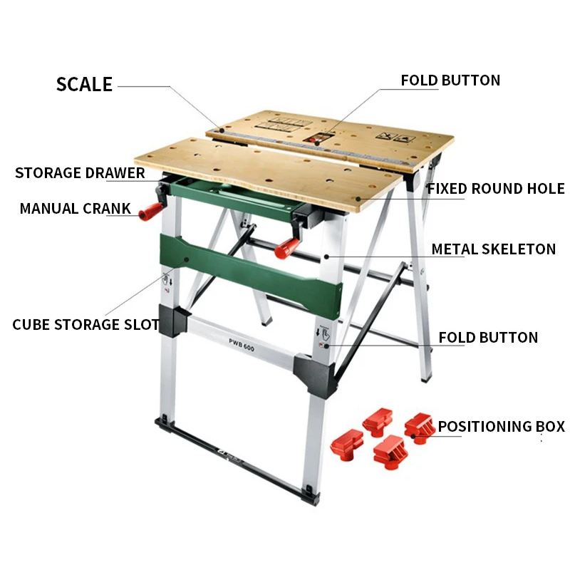 Bosch PWB 600, Lightweight & Quick Foldable Workbench With High Quality Surface, Durable, Waterproof & Scratch Resistance Bosch PWB 600, Lightweight & Quick Foldable Workbench With High Quality Surface, Durable, Waterproof & Scratch Resistance
