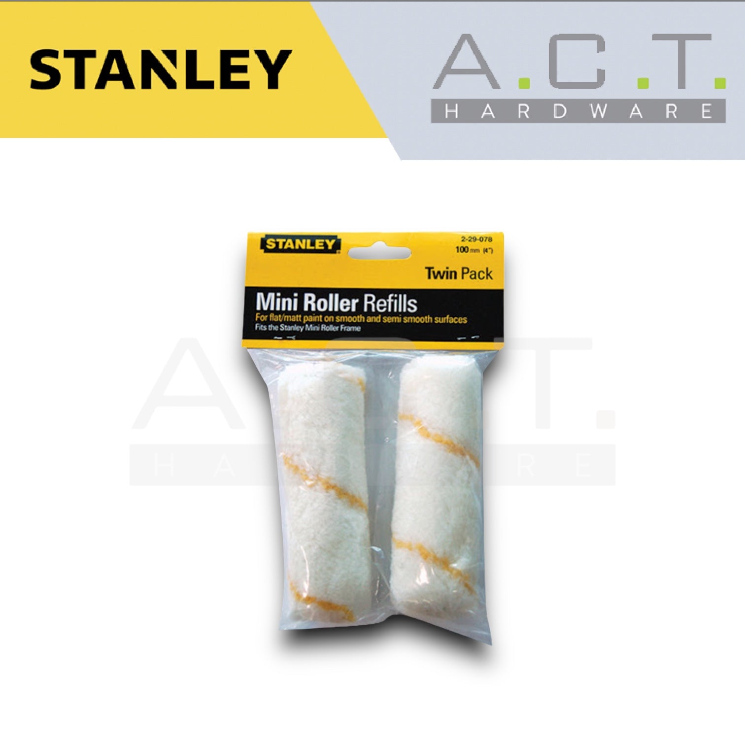 STANLEY 2-29-078, 4″ ROLLER REFILL ACRYLIC, 2PCS/PKT