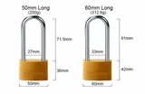 BLOSSOM HIGH SECURITY SOLID BRASS PADLOCK, LONG SHACKLE, BC16L