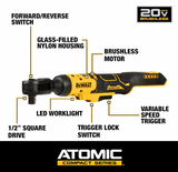 DEWALT ATOMIC™ 20V MAX Brushless 1/2" Ratchet Impact Wrench - DCF512N (BARE TOOL)