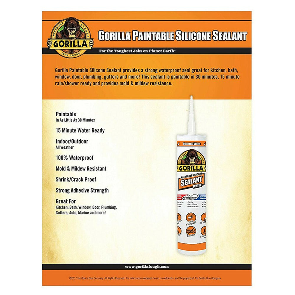Gorilla Paintable Silicone Sealant White, 295ml Secondary image