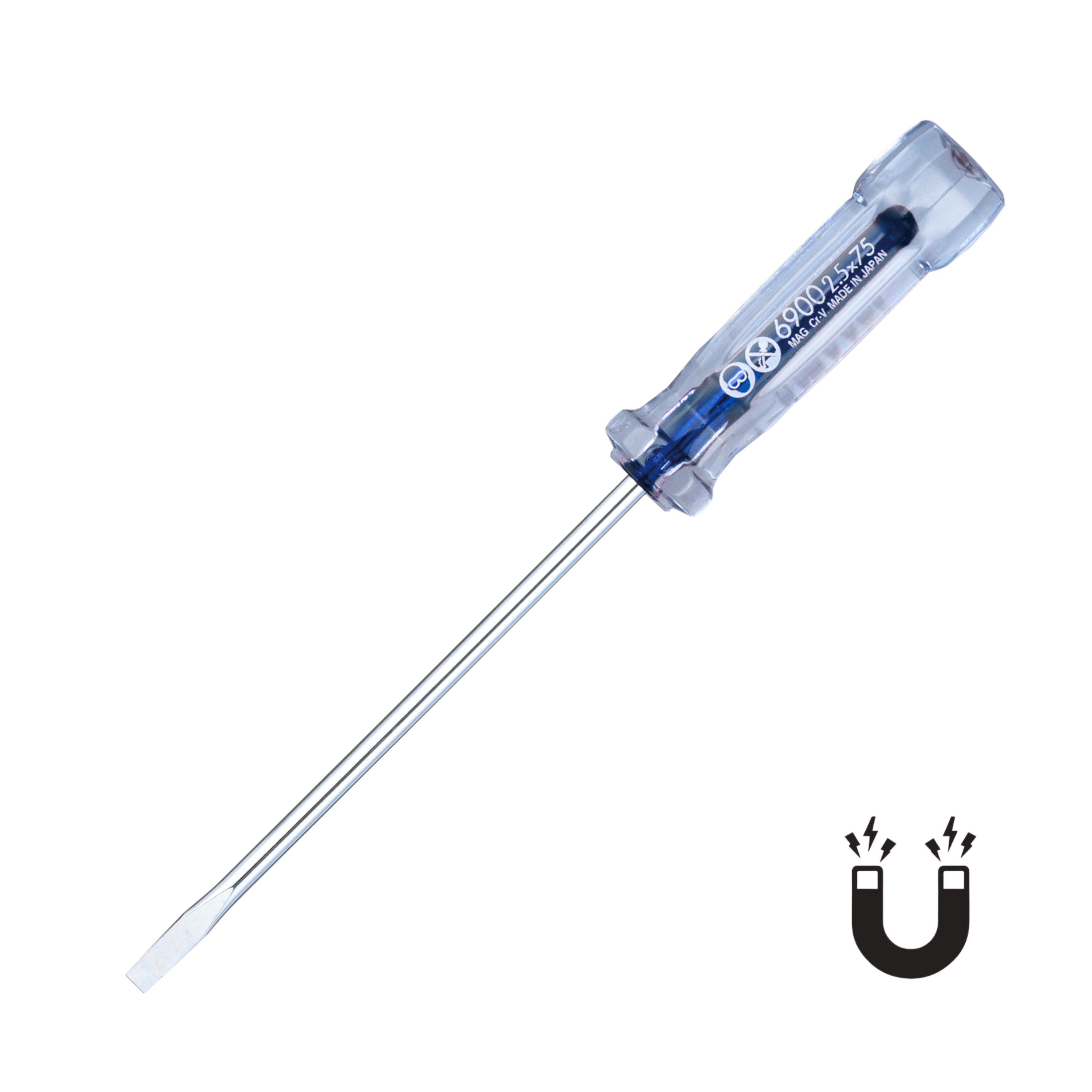 VESSEL NO.6900 SERIES, CRYSTALINE PRECISION MAGNETIC TIP SCREWDRIVER, PHILLIPS & SLOTTED