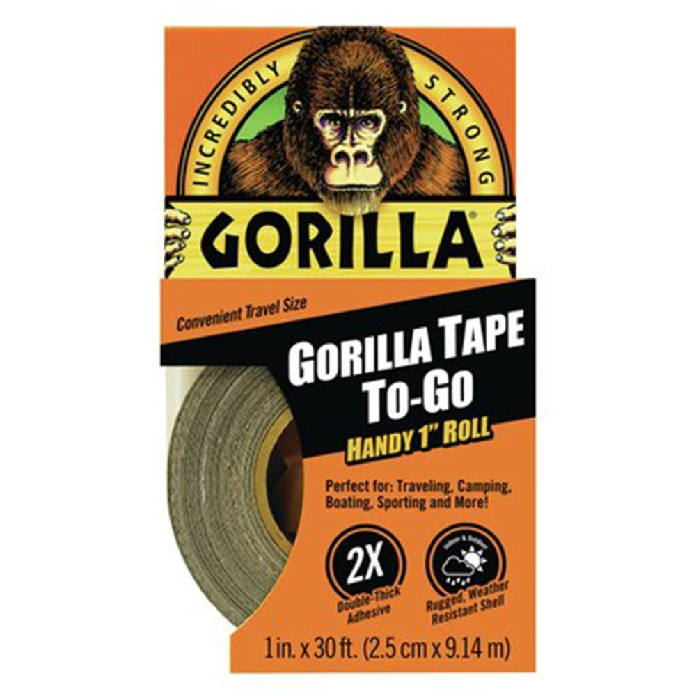 Gorilla To-Go Black Duct Tape, 1" x 30ft