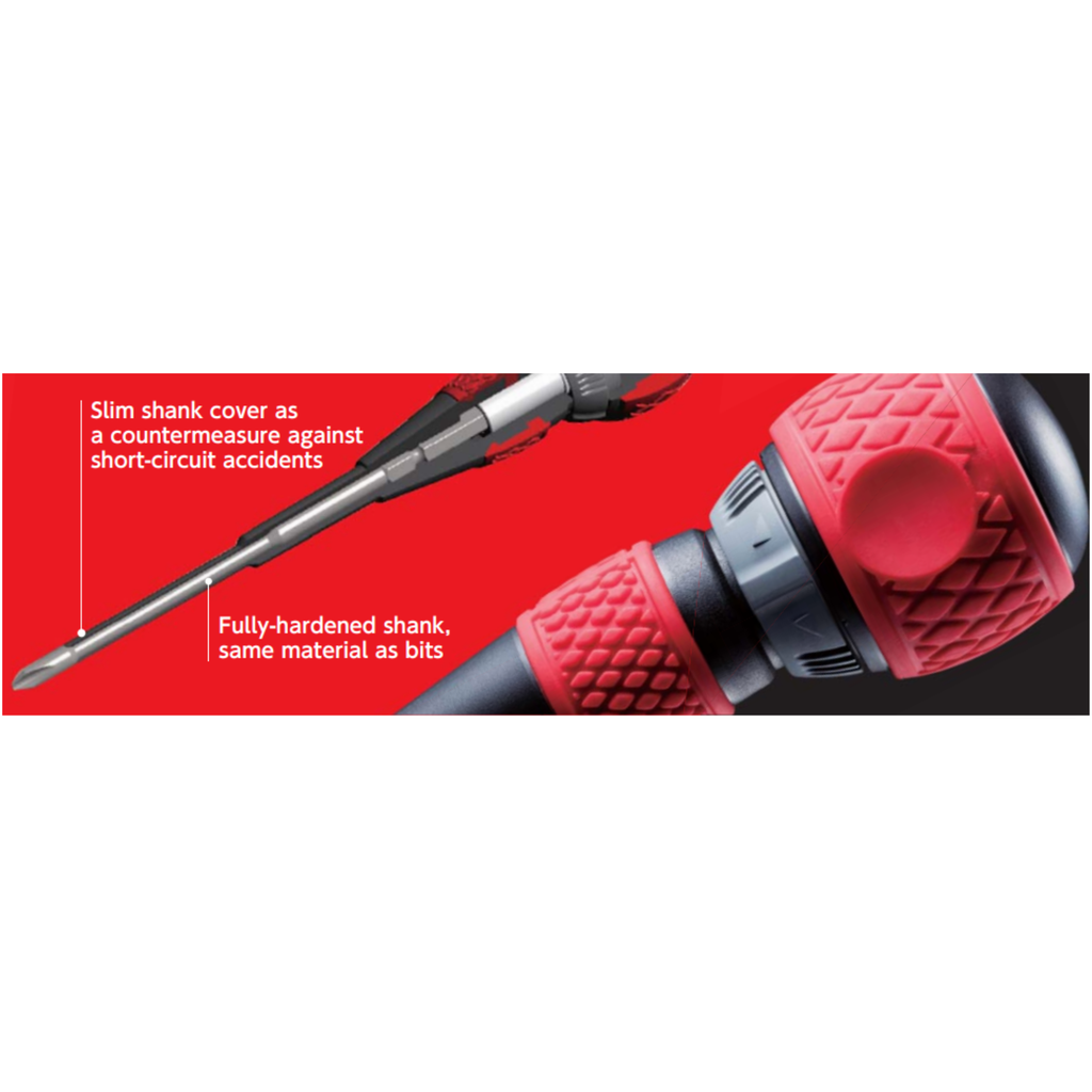 VESSEL 2200 SERIES, BALL-GRIP RATCHET SCREWDRIVER, PHILLIPS & SLOTTED