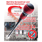VESSEL 2200 SERIES, BALL-GRIP RATCHET SCREWDRIVER, PHILLIPS & SLOTTED