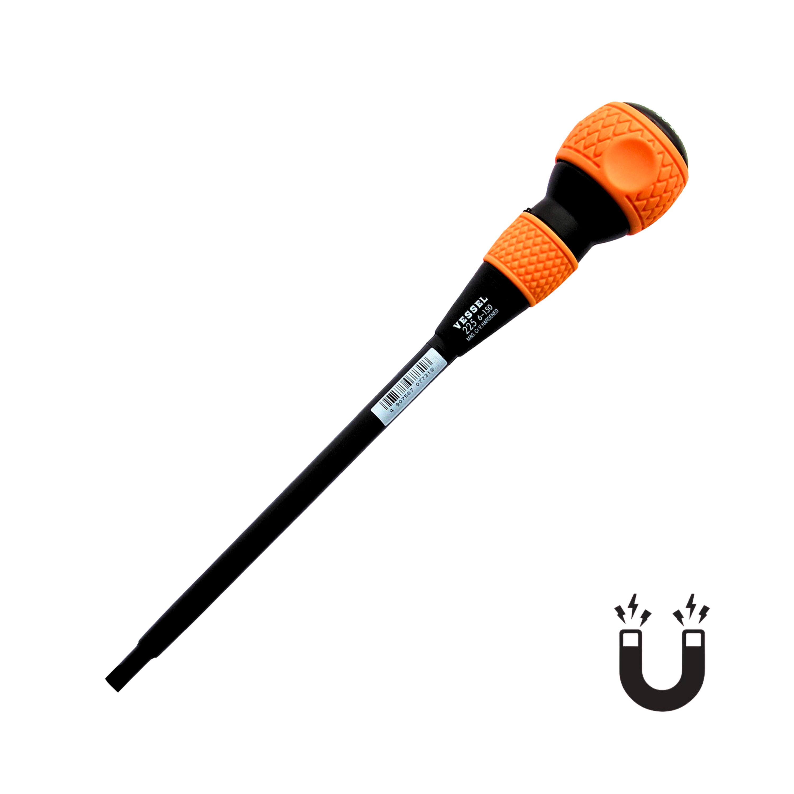 VESSEL NO.225 SERIES, BALL GRIP MAGNETIC TIP SCREWDRIVER, PHILLIPS & SLOTTED
