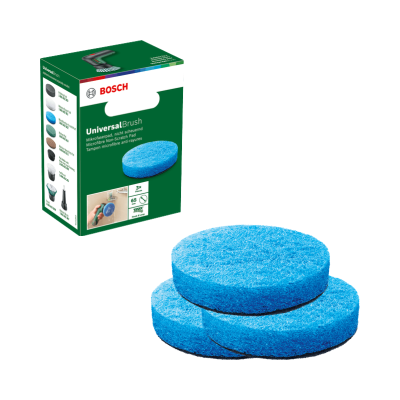 POWERFUL BOSCH MICROFIBRE NON SCRATCH PAD ATTATCHMENT, 65MM, USE WITH CORDLESS UNIVERSAL BRUSH (3PCS/SET)