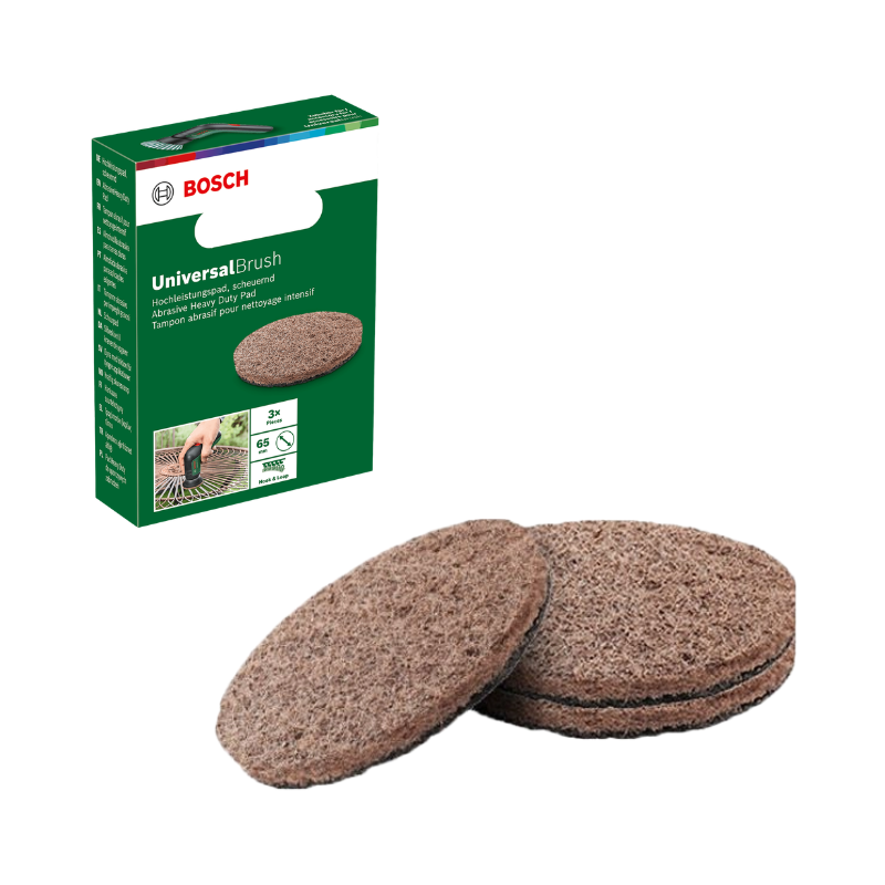 POWERFUL BOSCH ABRASIVE HEAVY DUTY PAD ATTATCHMENT, 65MM, USE WITH CORDLESS UNIVERSAL BRUSH (3PCS/SET)