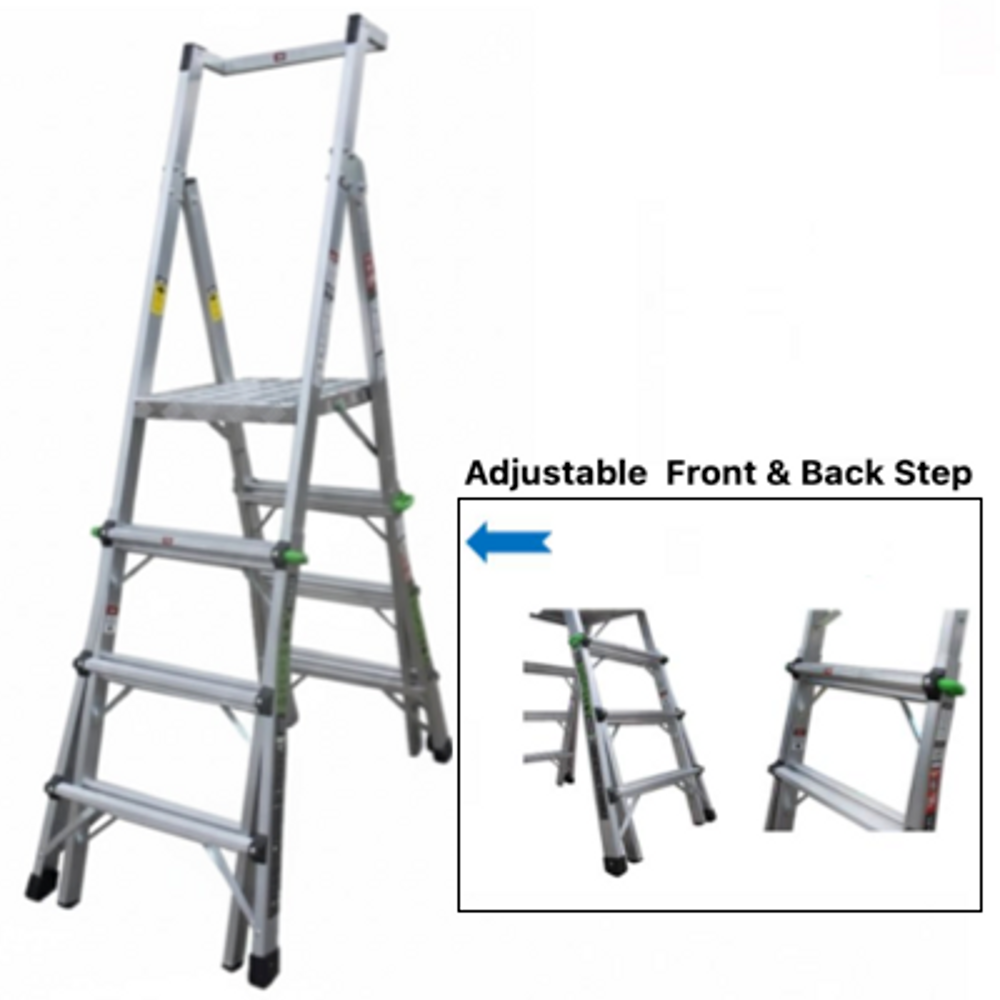 Golden Eagle 2-in-1 Adjustable A-Type Platform Ladder MTPL-04, 4 to 6 Steps, 150kg