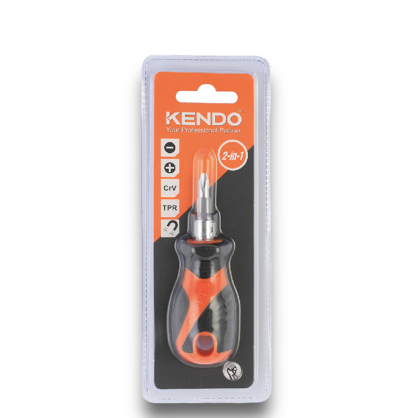 KENDO 2-IN-1 LONG STUBBY IMPACT SCREWDRIVER SET - 20217