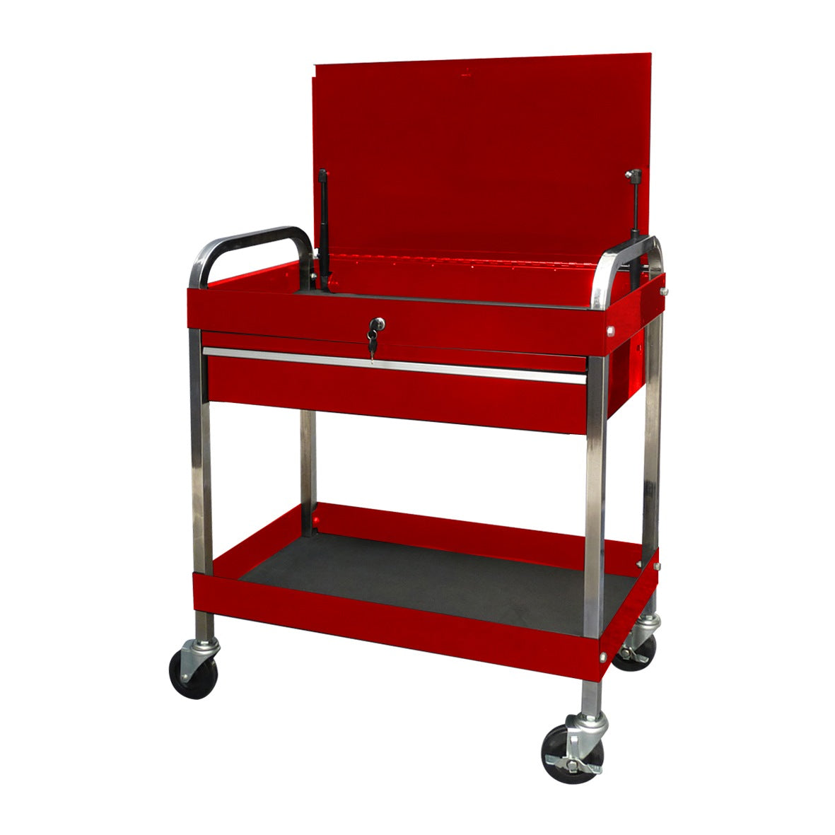 2 TIERS TOOL CART W/LOCKABLE COMPARTMENT & DRAWER | TC303E