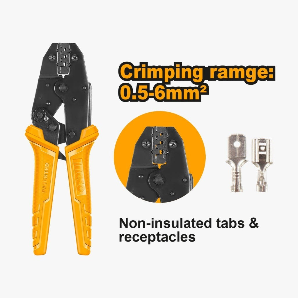 INGCO NON INSULATED TABS & RECEPTACLES CRIMPING PLIER 0.5- 6MM2 HRCPC0506 Main image