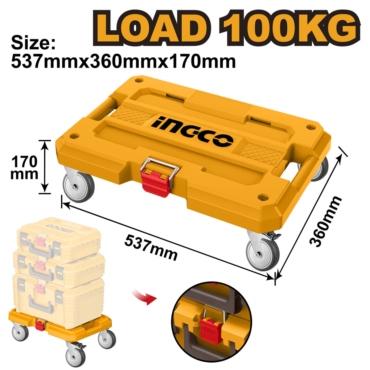 INGCO ROLLING BOARD LOAD 100KG 537X360X170MM HHWB61001 Main image