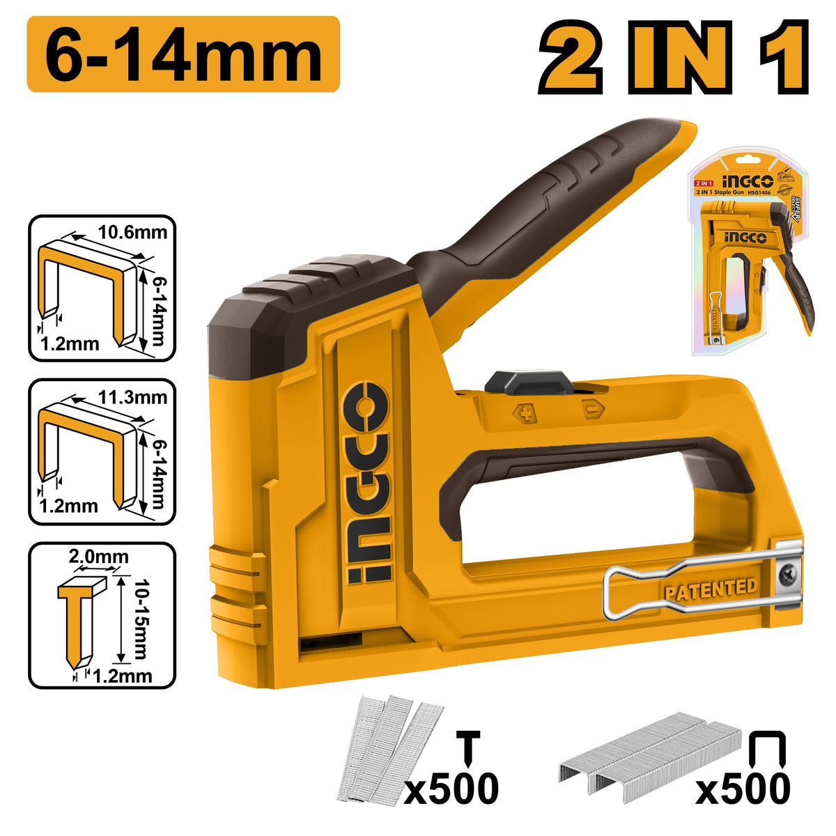 INGCO HEAVY DUTY 2 IN 1 STAPLE GUN HSG1406 Main image