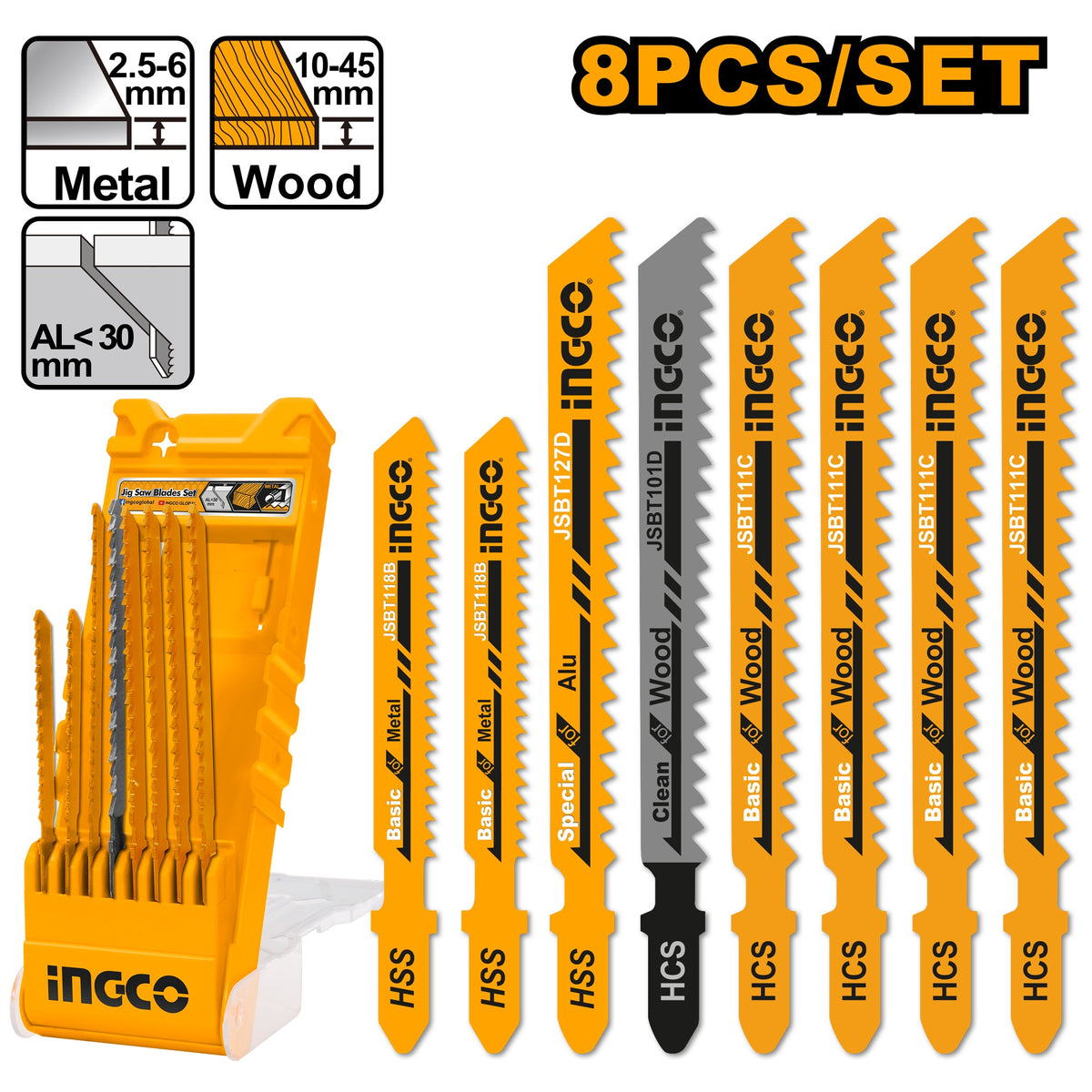 INGCO 8PCS JIG SAW BLADES SET AKD8088 Main image