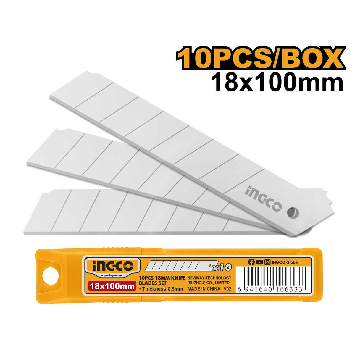 INGCO SNAP-OFF BLADE 18MM 10PP HKNSB112 Main image