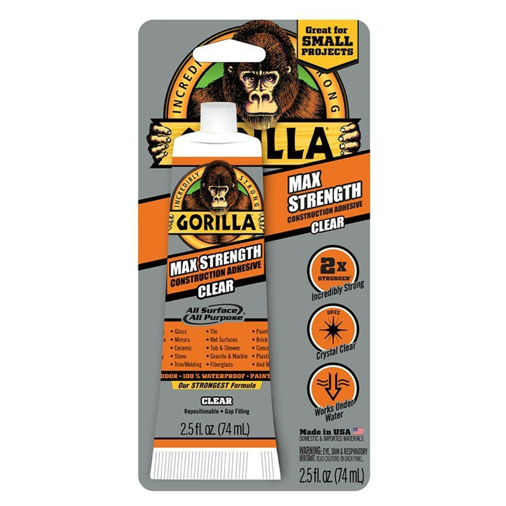 Gorilla Max Strength Construction Adhesive Clear, 74ml Main image