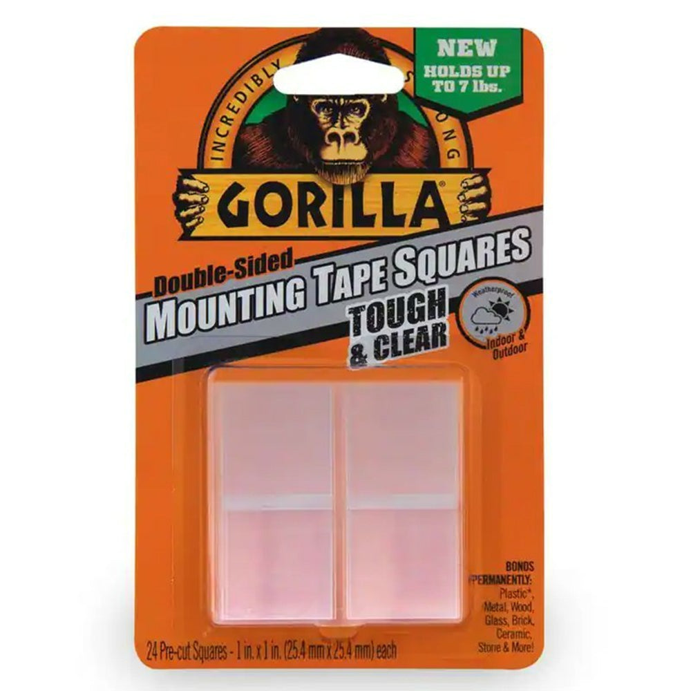 Gorilla Tough & Clear Mounting Squares, 1" x 1", 24 Pack Main image