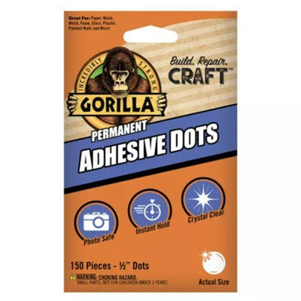 Gorilla Permanent 1/2" Adhesive Dots, 150 Pieces Main image