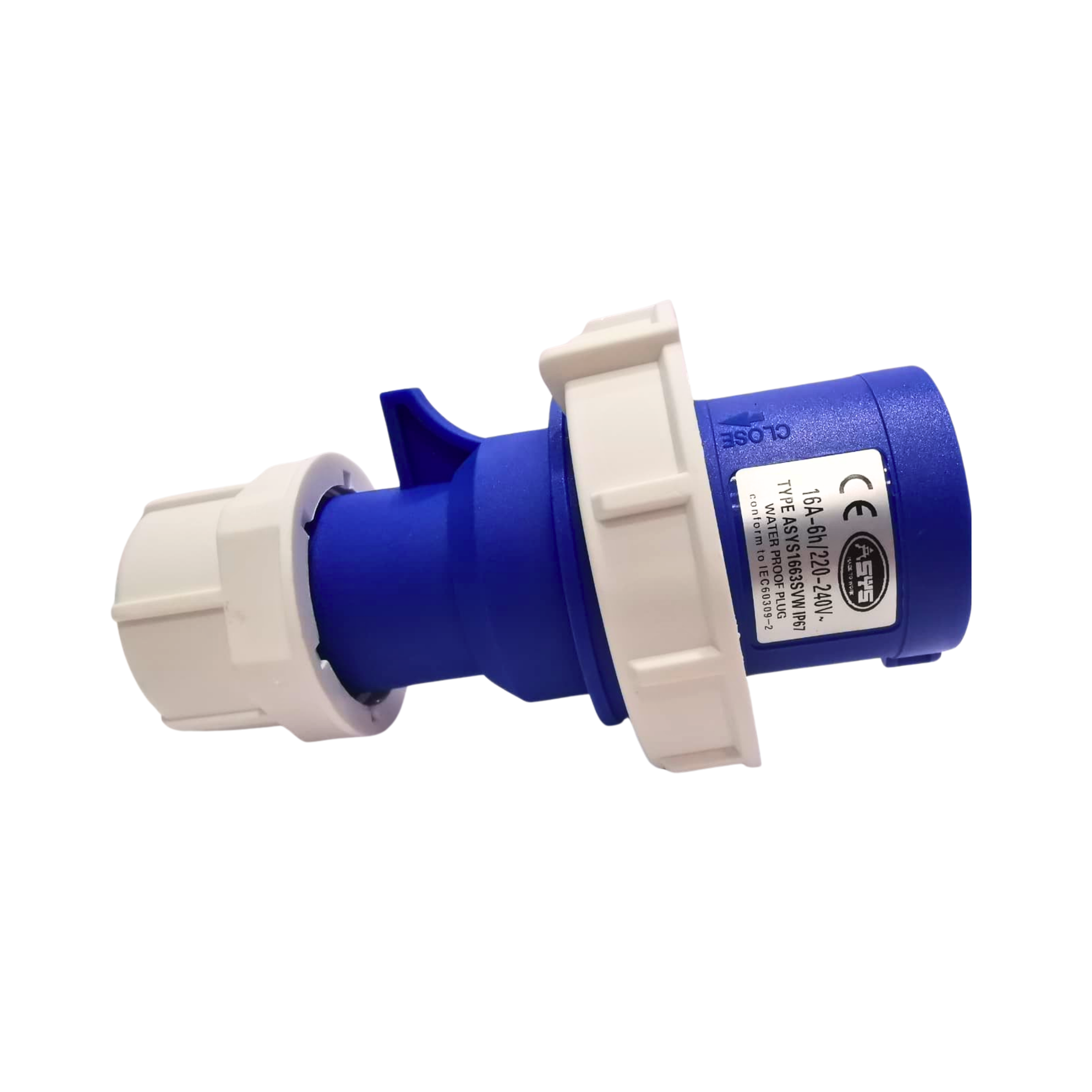 ASYS WEATHERPROOF INDUSTRIAL PLUG, 16A-6H 2P, 220V MALE- ASYS1663SVW