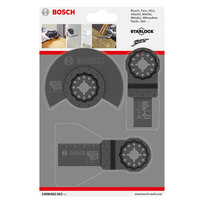 BOSCH Starlock OMT Basic Wood & Metal Blades Set, For Oscillating Multitools, Oscillation Blade (3PC/PKT)