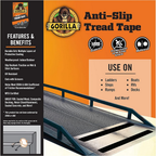 Gorilla Anti-Slip Tread Tape Black, 2" x 10ft