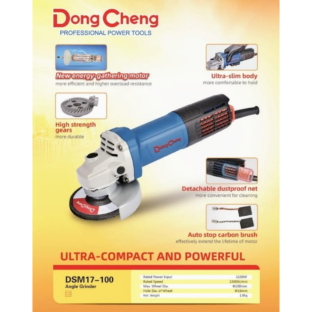 Dongcheng DSM17-100P 1100W M10 Corded Angle Grinder
