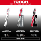 MILWAUKEE 48-47-5301 , 6" (150mm) 8TPI TORCH with Carbide Sawzall Blade for Thick Metal (3pcs)