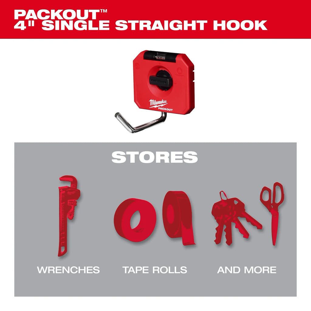 MILWAUKEE 48-22-8328 , PACKOUT™ 4" Single Straight Hook