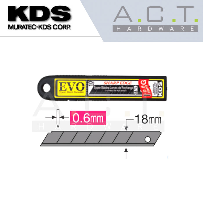 KDS GB10B EVO, HEAVY DUTY SPARE BLADES 18MM (10PCS/PKT)