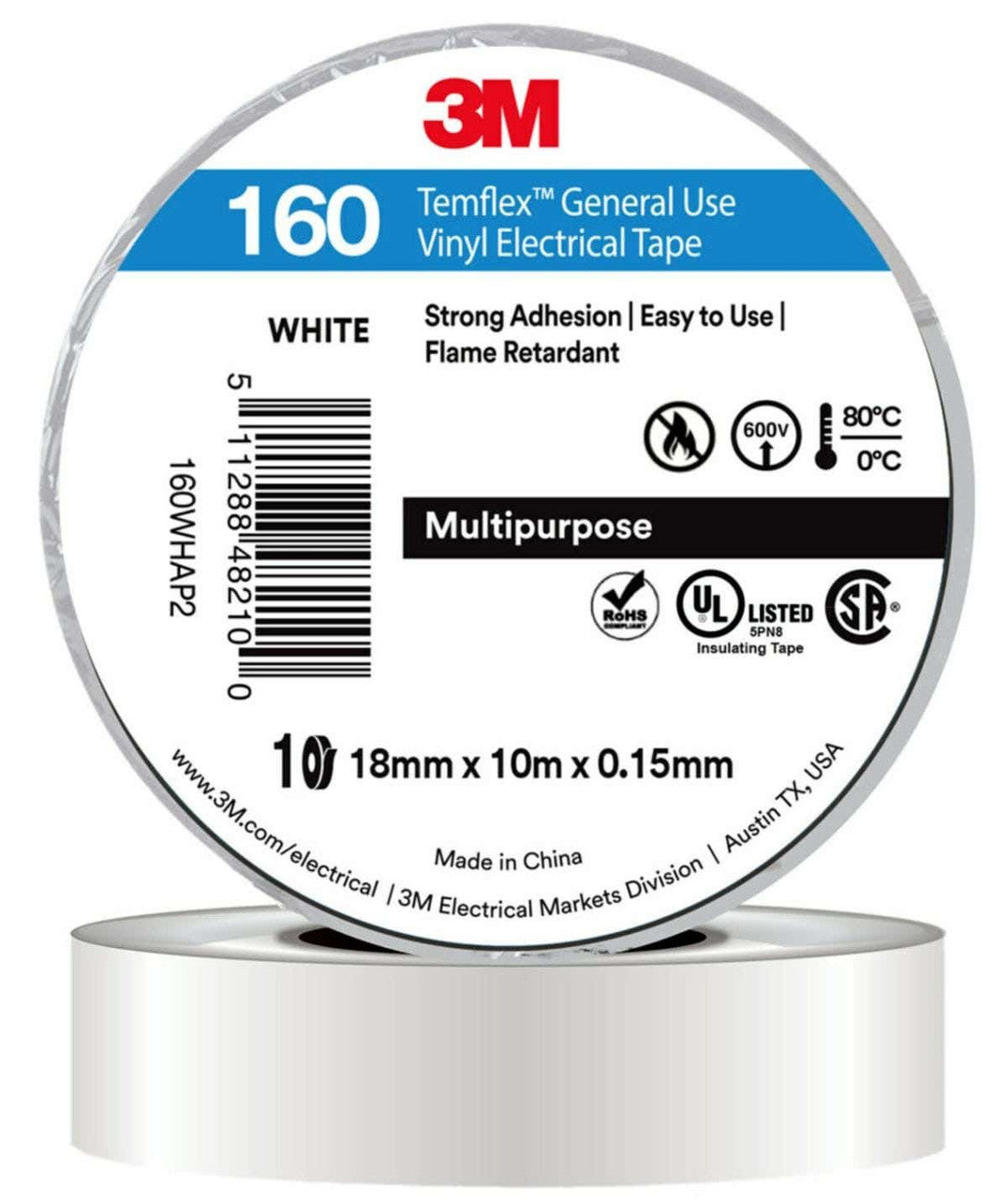 3M TEMFLEX 160 GP VINYL ELEC TAPE 18MMX10M