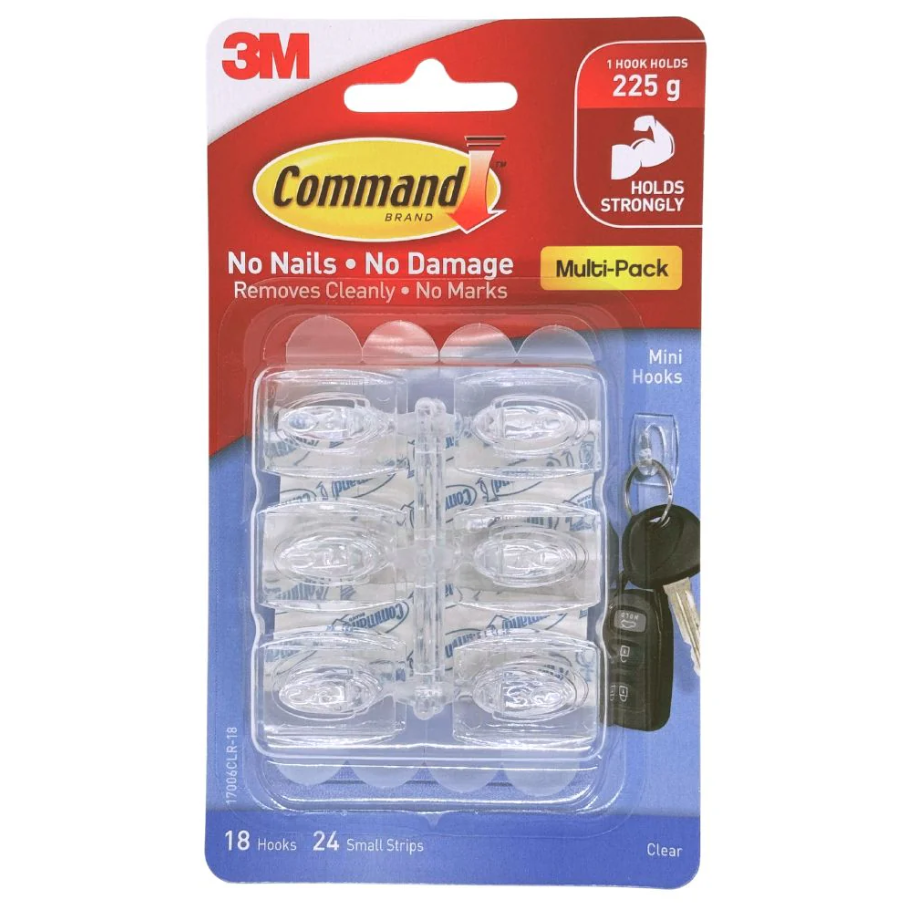 3M COMMAND MINI CLEAR HOOKS 17006CLR-VP