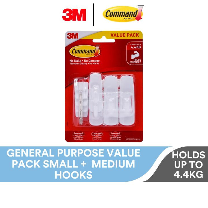 3M COMMAND 17012-8 GENERAL PURPOSE HOOKS MIXED VALUE PACK