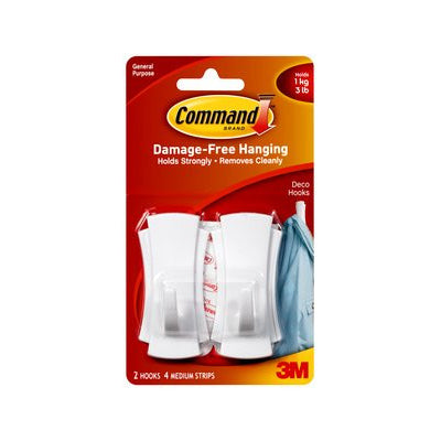 3M COMMAND DECO MEDIUM HOOK 2 PCS 4 STRIPS 17080 Main image