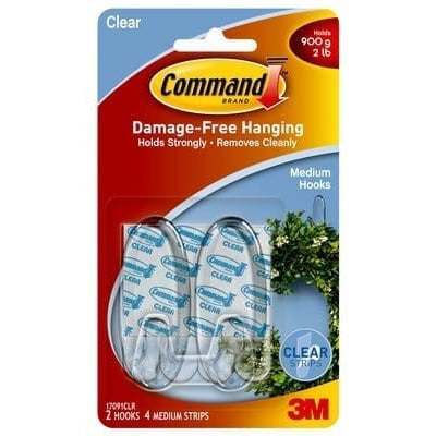 3M 2 MEDIUM HOOKS 4 CLEAR STRIPS CLEAR 17091CLR Main image
