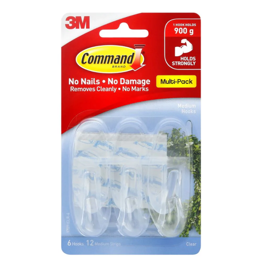 3M MEDIUM CLEAR HOOKS WITH CLEAR STRIPS 17091CLR-VP Main image