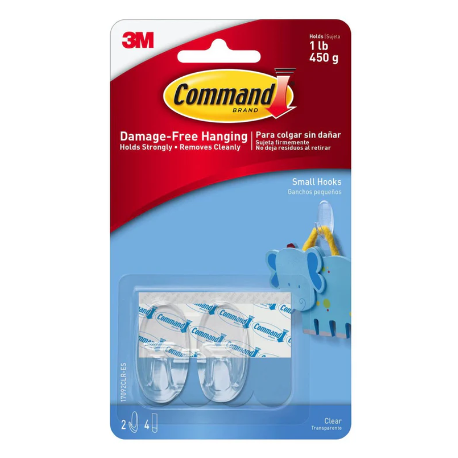 3M SMALL CLEAR HOOKS WITH CLEAR STRIPS 17092CLR Main image