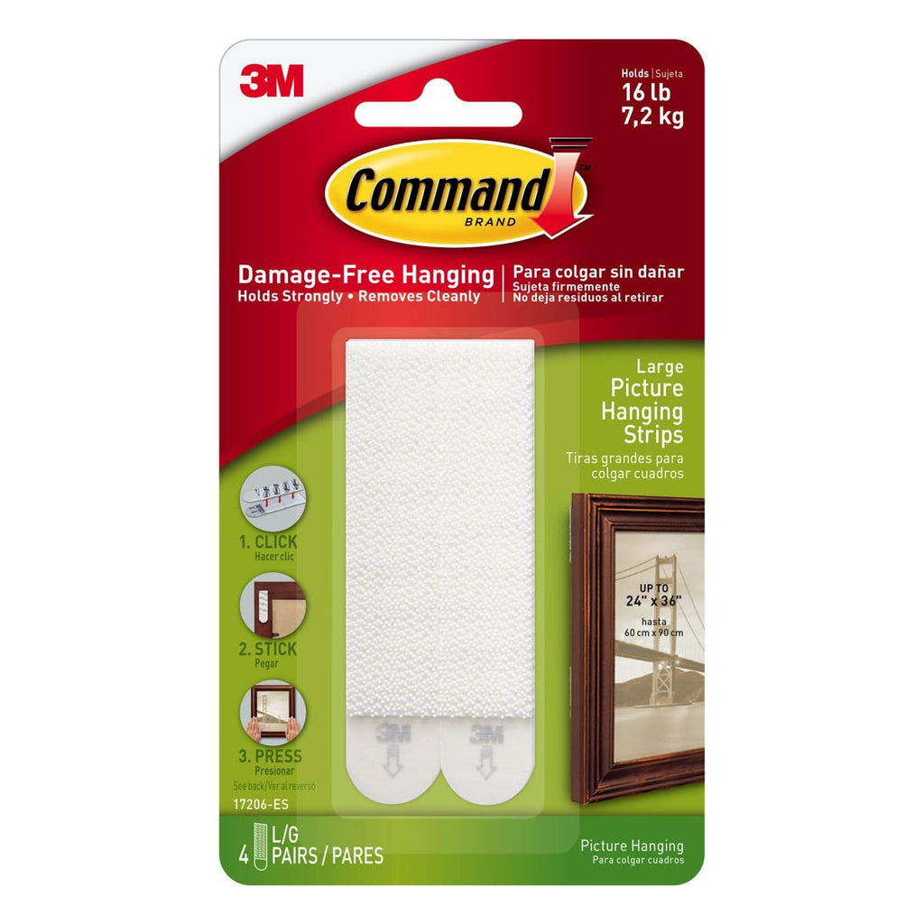 3M COMMAND 17206 LARGE PICTURE HANGING STRIPS (WHITE)