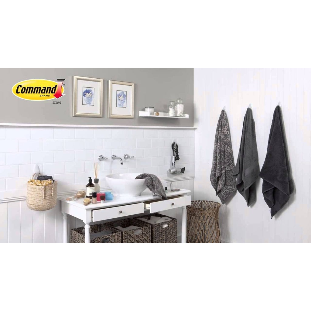 3M COMMAND 18004B MEDIUM BATHROOM HOOKS (WHITE)