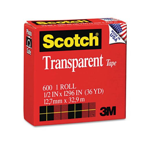 3M SCOTCH PREMIUM TRANS TAPE 0.5 INCH X 36 YARD 600A