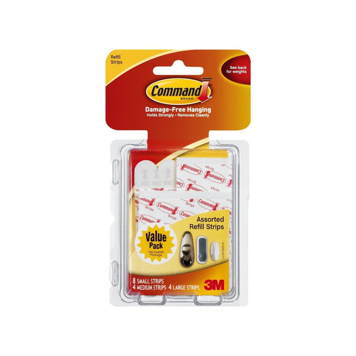 3M COMMAND ADHESIVE STRIP 8SML 4 LARGE 4 MEDIUM 17200 Main image