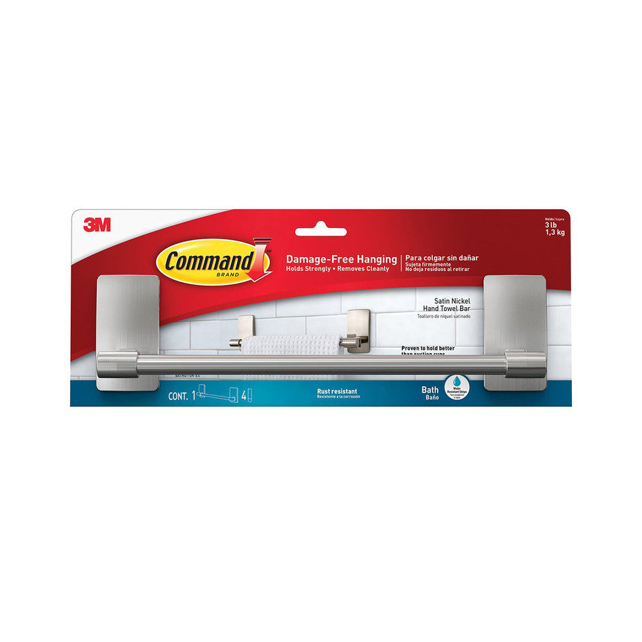 3M COMMAND BATH41 SATIN NICKEL HAND TOWEL BAR